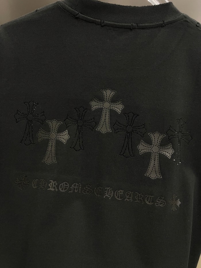 1:1 quality version Dripping Cross Rhinestone Printed Printed  Vintage Tee 2 colors 29082498