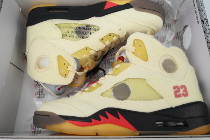 [plus-size shoes] 1:1 quality version Jordan 5 x Off-White  Sail  Canvas Basketball Shoes 29035191