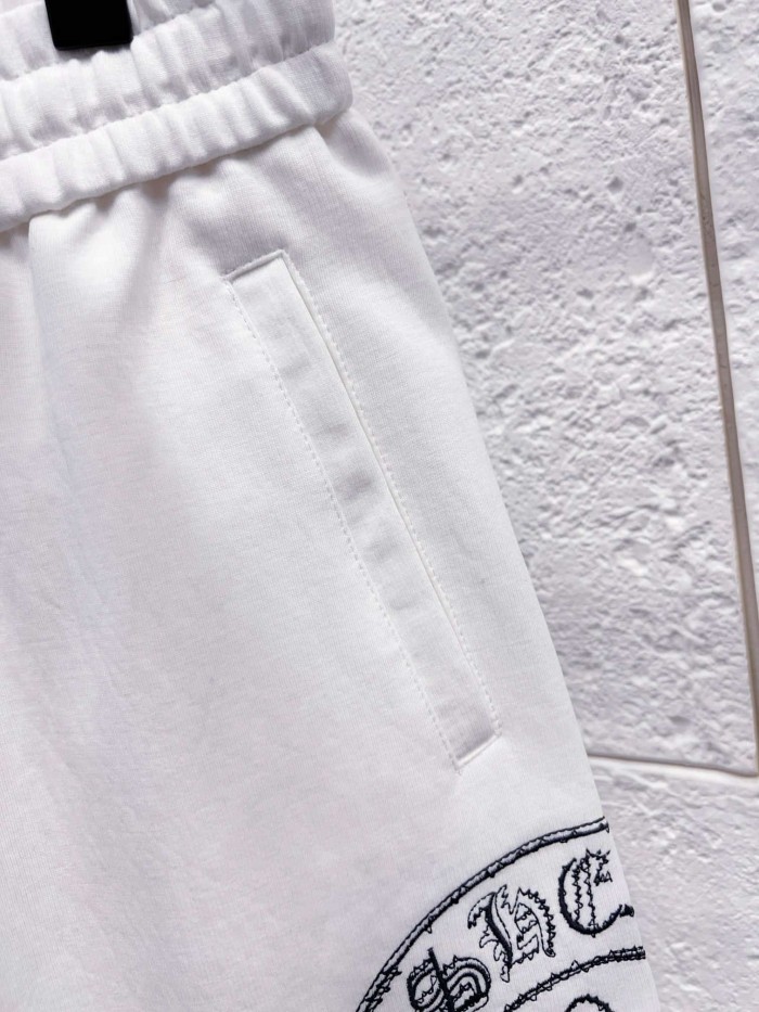 1:1 quality version White Horseshoe Embroidered Drawstring Sweat Shorts 29092174