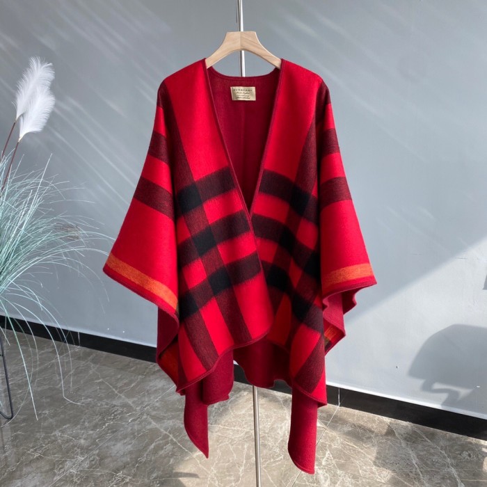 1:1 quality version Large plaid Reversible cashmere shawl cape 4 colors for girls