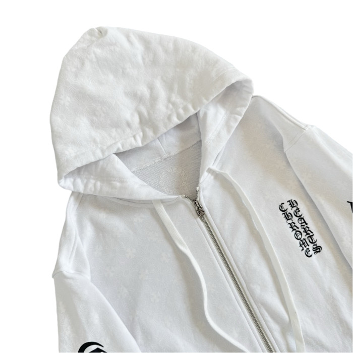 1:1 quality version Full printed dark cross Vertical Lettering Logo and Sanskrit print Zipper Hoodie 2 colors 28782524