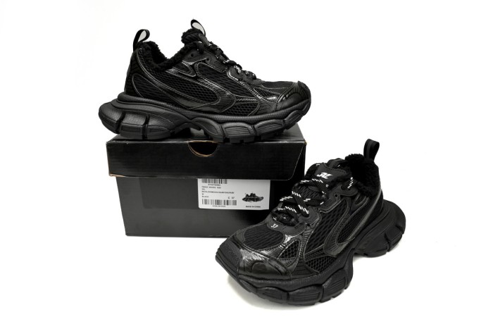 [plus-size shoes] 1:1 quality version 3XL Black Fleece-lined Mesh Paneled Chunky Sneakers 28997899