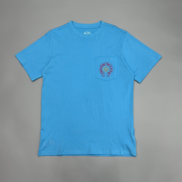 1:1 quality Color Block Horseshoe Print Pocket T-Shirt 29093594