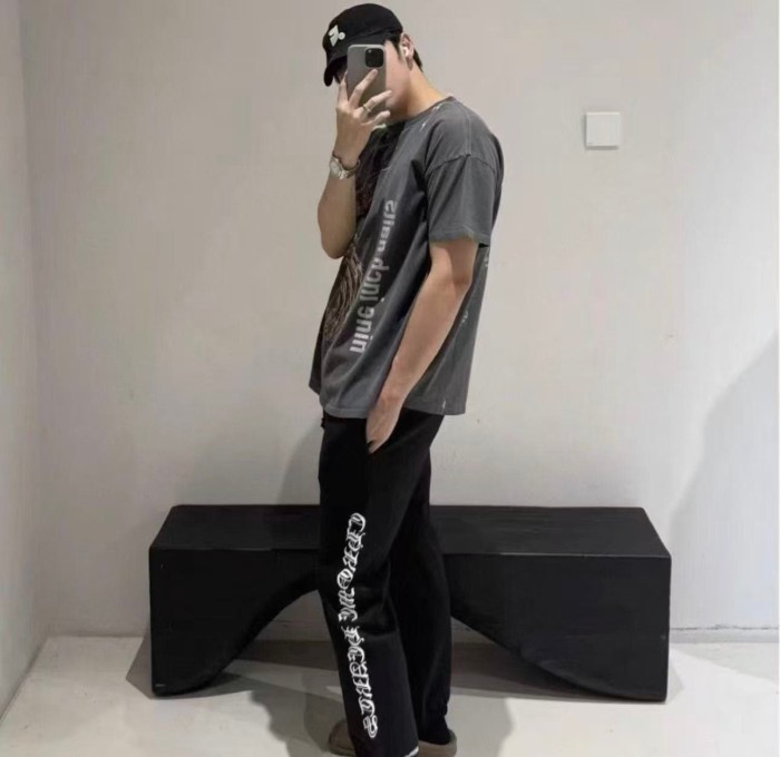 1:1 quality version Cotton French Terry Sanskrit Print Drawstring Casual Pants 28938103