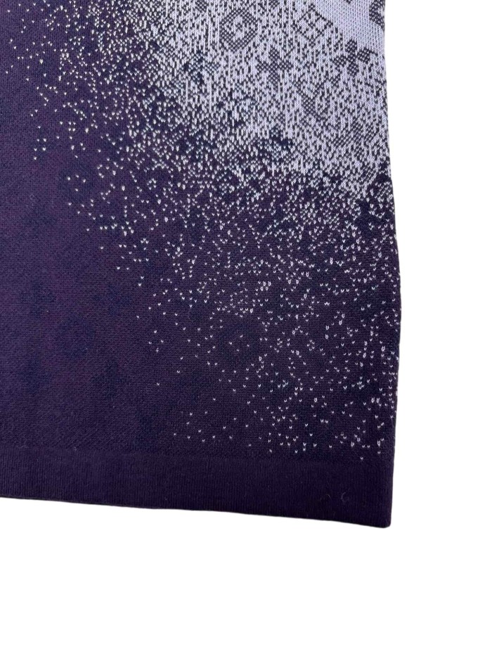 Purple Gradient Jacquard Crew Neck Knitted T-shirt 28963827