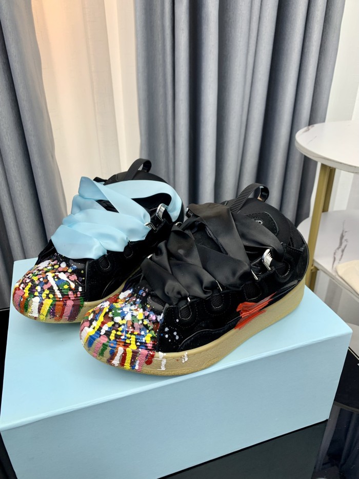 1:1 quality version Colorful Colorblocking Cowhide Bread Shoes 35 colors