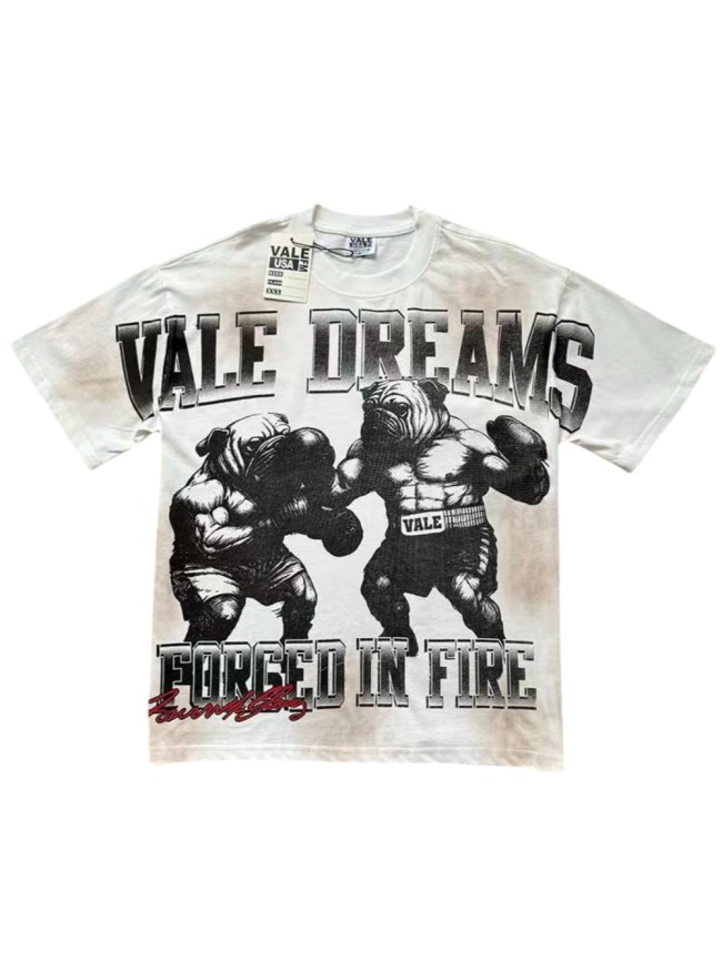 American Dog Boxing Printed Vintage Washed T-Shirt 29027151