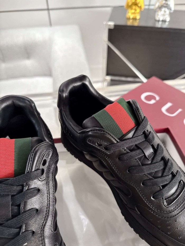 1:1 quality version Re-Web All Black Leather Low Top Sneakers Casual Lace-Up Shoes 28974447