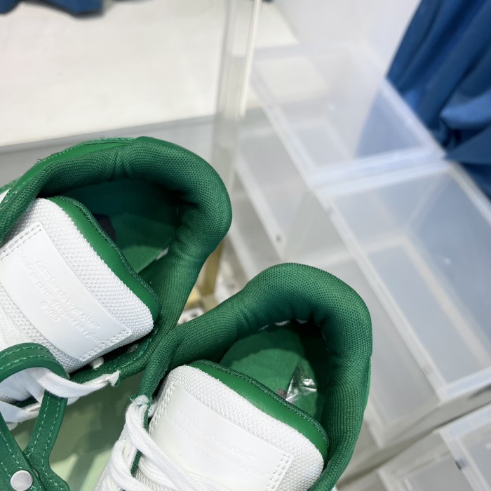 1:1 quality version OW Out Of Office OOO Low Tops White Green OMIA189C99LEA0010155