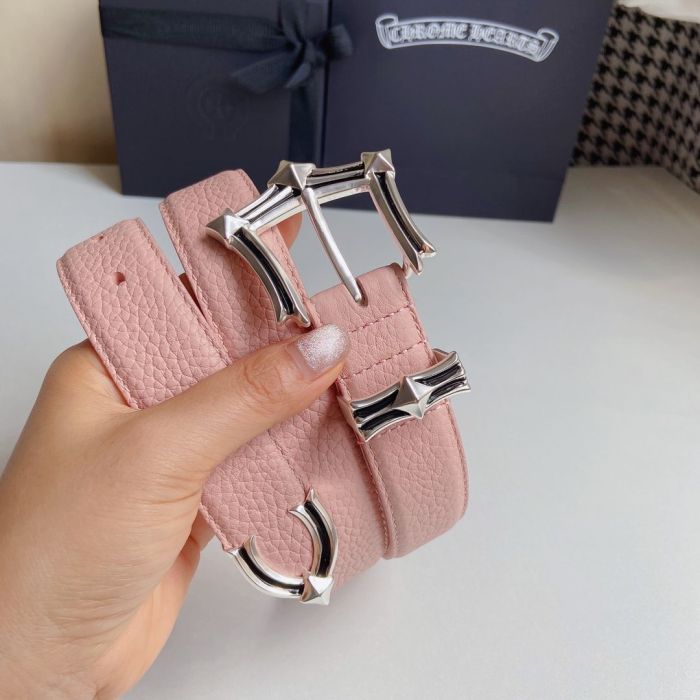 1:1 quality version Sterling brass silver plated herringbone buckle leather belt 3 colors【Width 3.0 cm】