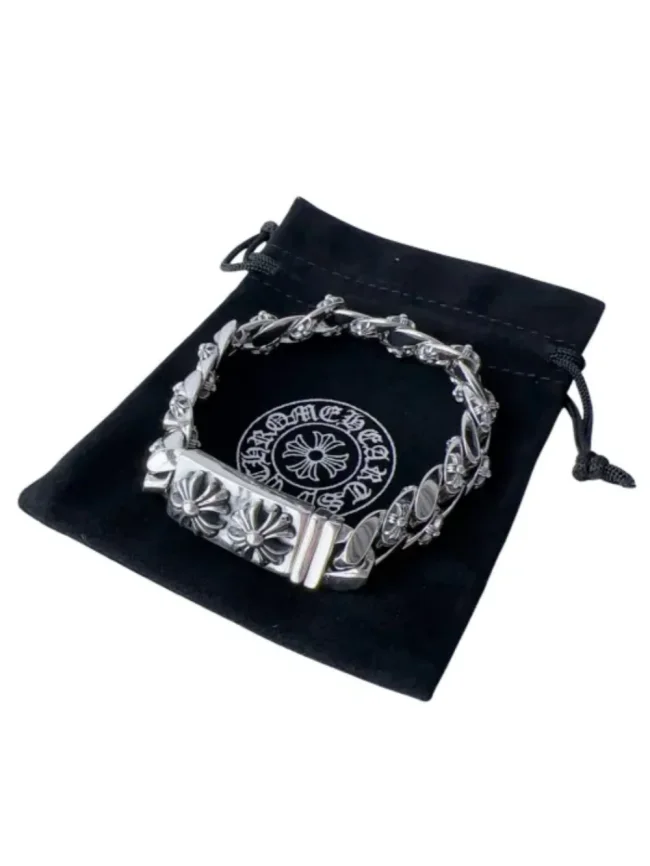 Double Cross Pin Smooth Cuban Bracelet
