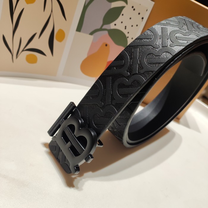Classic Logo Silver Buckle Embossed Leather Belt【Width 3.5cm】 28678833
