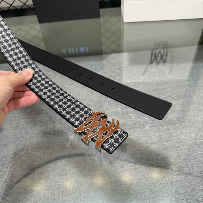 1:1 quality version Full-Print AM Logo Belt 5 colors 【Width 3.8 cm】28659912