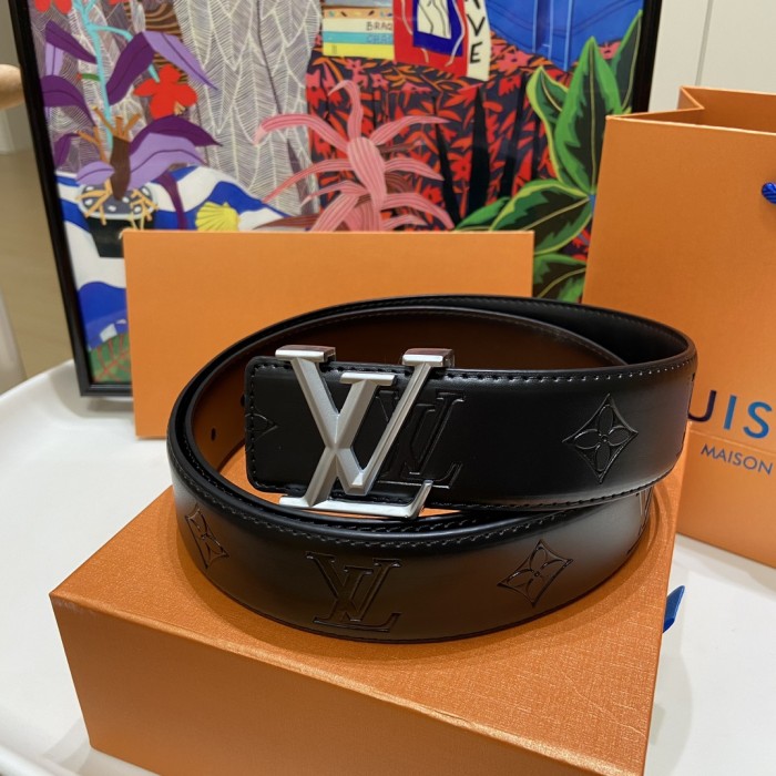 3D Matte Silver Buckle Belt【Width 3.5 cm】28549010