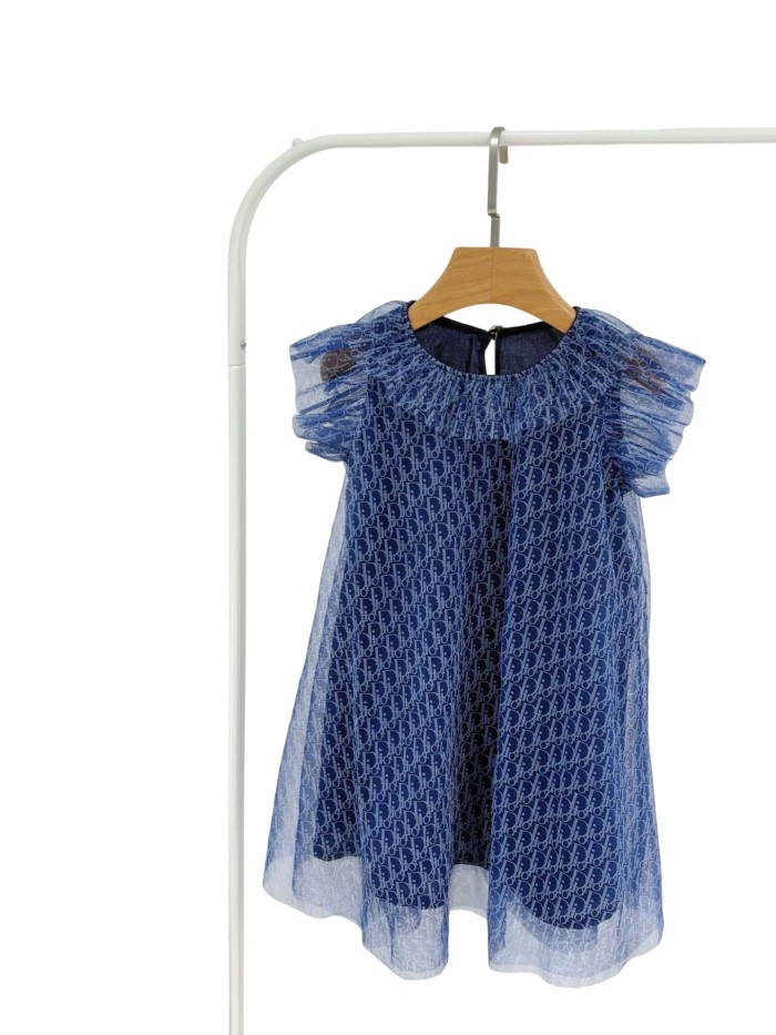 Tulle Dress with Ruffled Neck & Flutter Sleeves for Kids 29008833