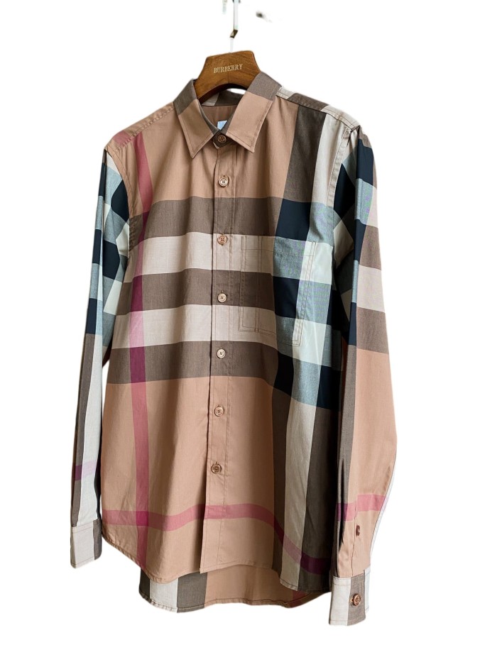 1:1 quality version Plaid Stretch Cotton Poplin Long Sleeve Shirt 8 colors 28875206
