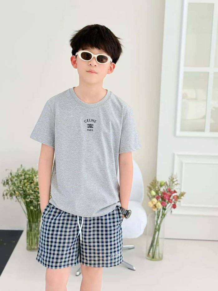 Triomphe Logo & Text Embroidered Cotton T-shirt for Kids 2 colors 29030027