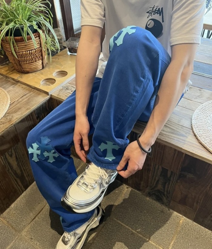 Dopamine Blue Patchwork Jeans