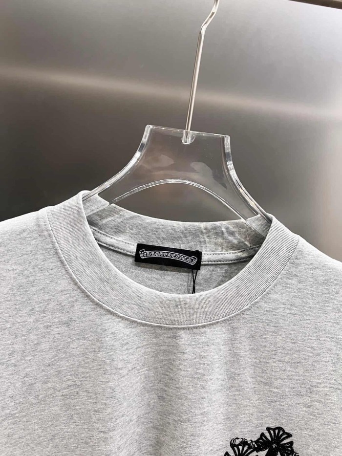 1:1 quality version Cross Logo Printed Heather Grey Oversized Tee 29082519