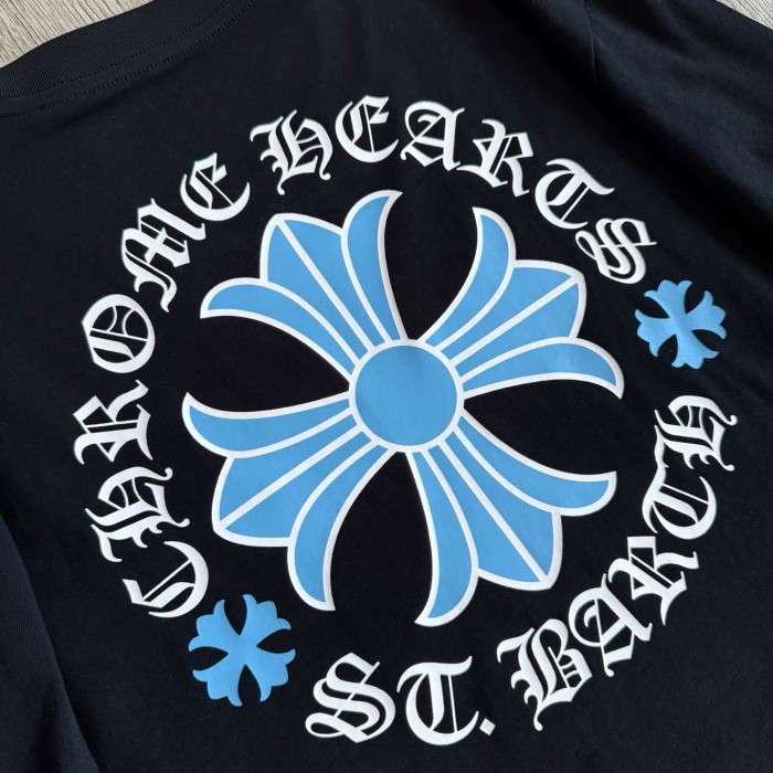 1:1 quality versionST. Barth Limited Edition Back Print Blue Cross Flower Long-Sleeve T-Shirt 28755529