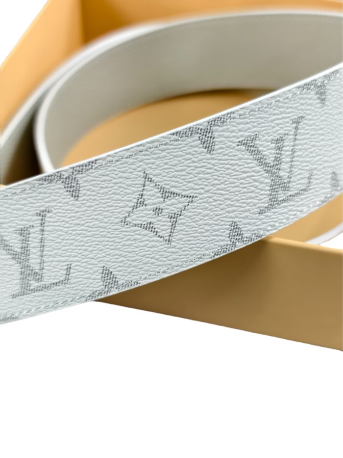 1:1 quality version Plaid Letter Buckle White Belt