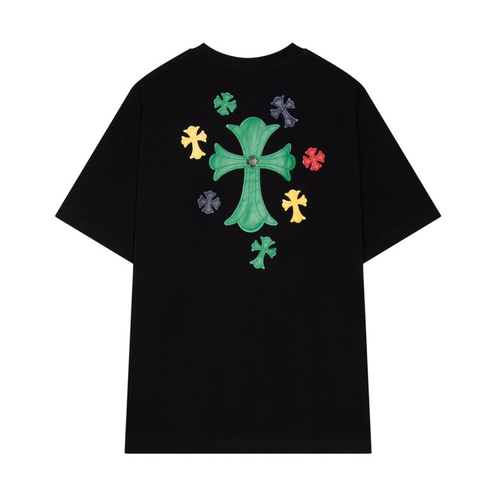Cross Leather Embroidery Hardware tee  2 colors