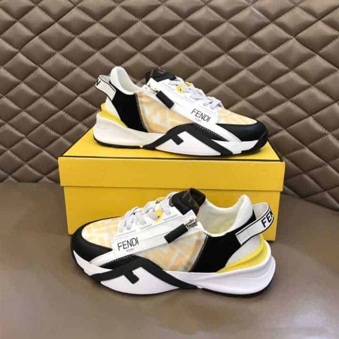 FEND1 FLOW YELLOW NYLON LOW TOPS SNEAKERS   FD01