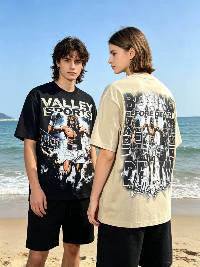 Boxing Theme Print Washed Tee 2 colors 29047376