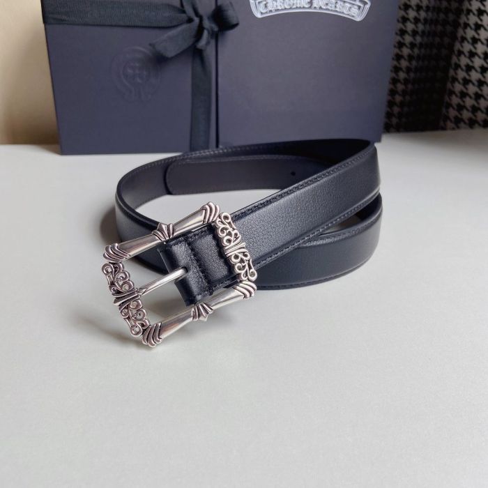 1:1 quality version Classic Vine Silver Plated Sterling Brass Square Buckle Leather Belt 4 colors【Width 3.0 cm】