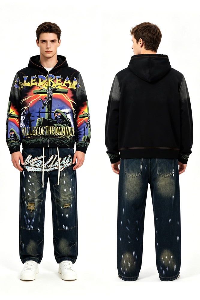 Dark Aesthetic Grim Reaper Graphic Distressed Zip Hoodie 28978141