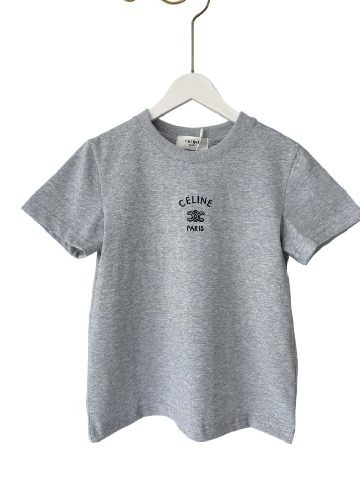 Triomphe Logo & Text Embroidered Cotton T-shirt for Kids 2 colors 29030027