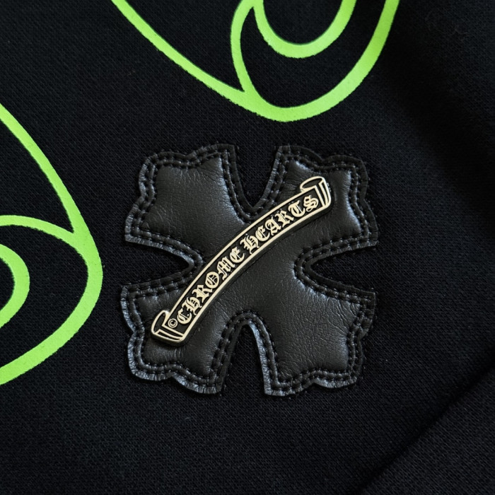 1:1 quality version Fluorescent Green Sanskrit Horseshoe Print Hoodie 28782545