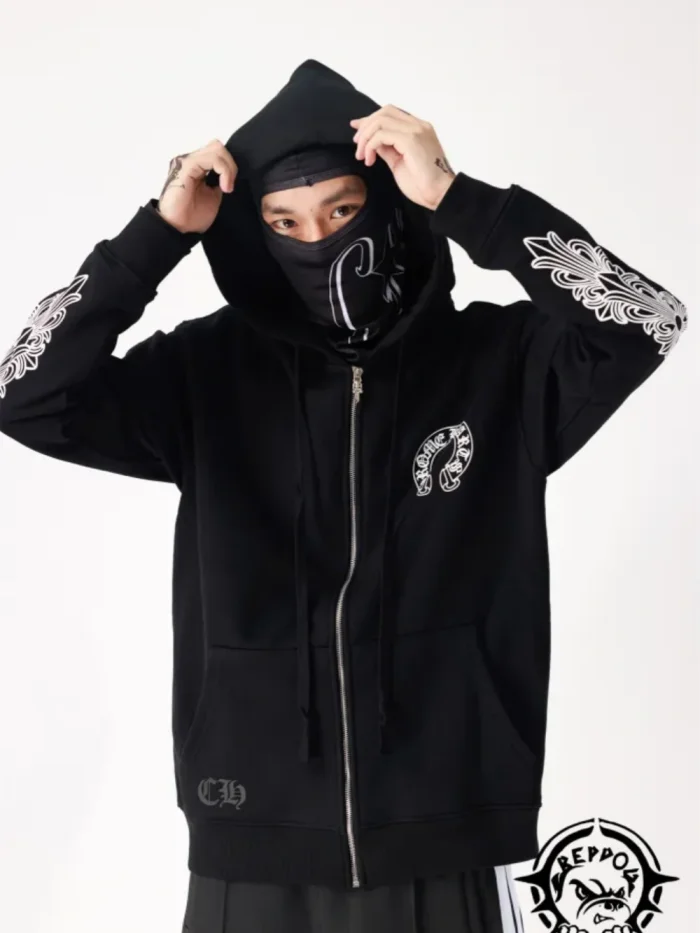 1:1 quality version Horseshoe Flower Arm Zipper Sweatshirt