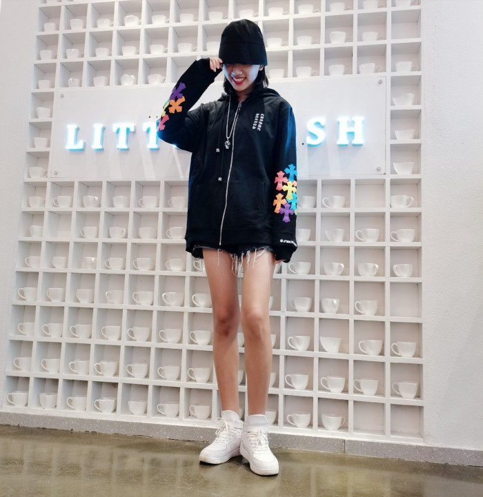 Colorful Leather Embroidery Zipper Sweatshirt 2 colors
