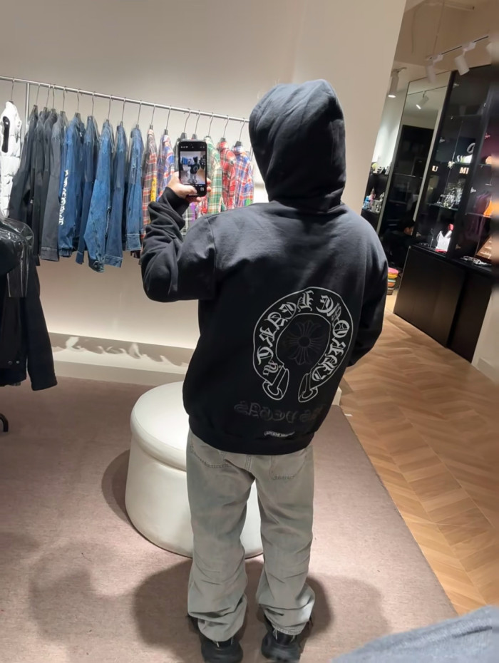 1:1 quality version Phantom Horseshoe Silver-Print Hoodie 28688412