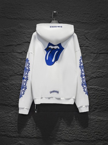 Back blue big tongue flower arms printed hoodie