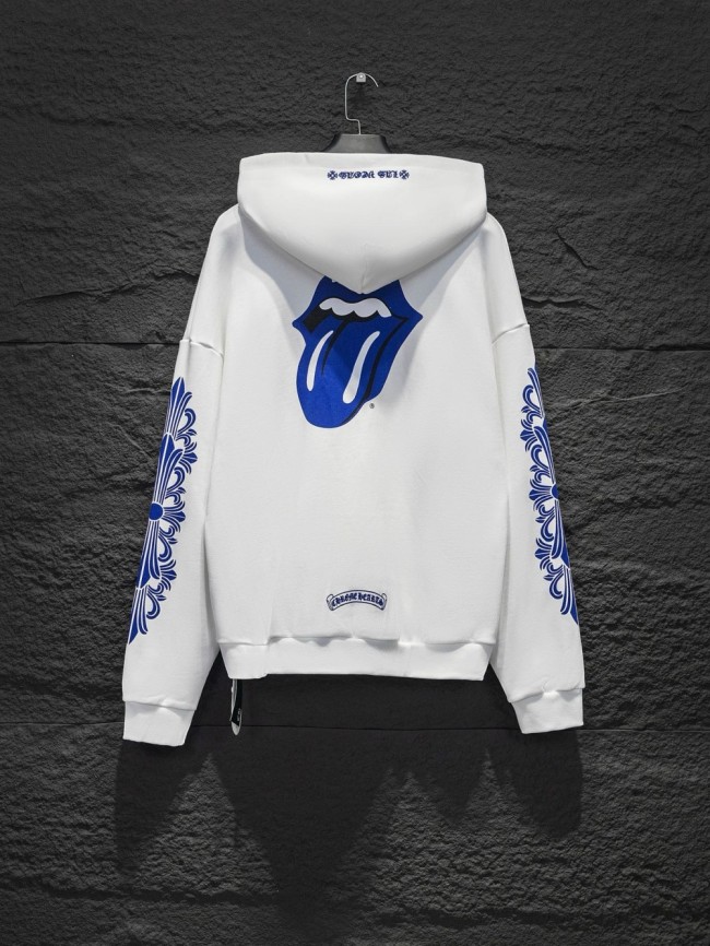 Back blue big tongue flower arms printed hoodie