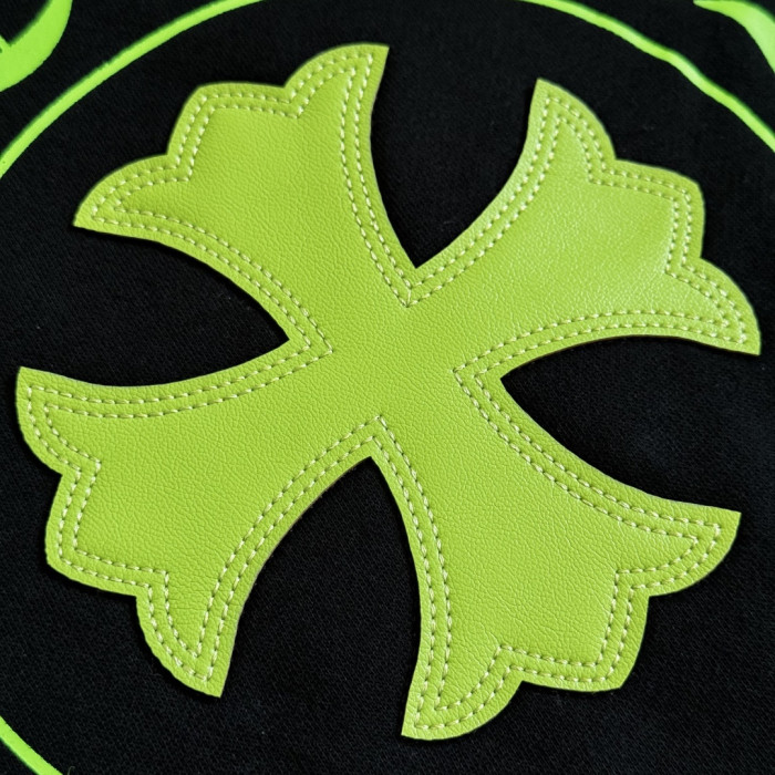 1:1 quality version Fluorescent Green Sanskrit Horseshoe Print Hoodie 28782545