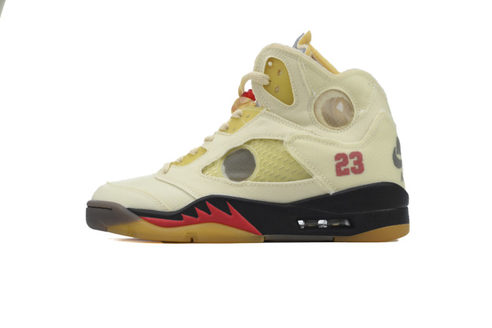 [plus-size shoes] 1:1 quality version Jordan 5 x Off-White  Sail  Canvas Basketball Shoes 29035191