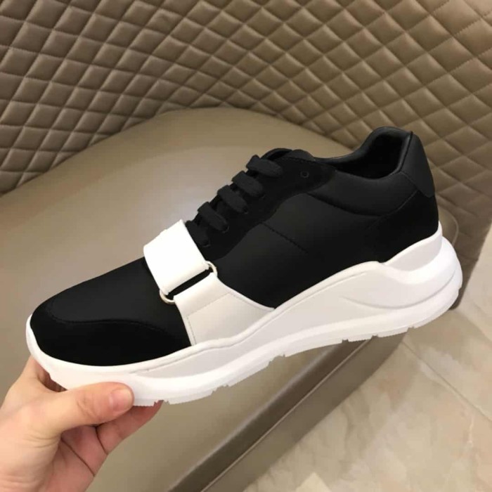 BURB5RRY SUEDE AND NEOPRENE HIGH-TOP SNEAKERS   BBR20
