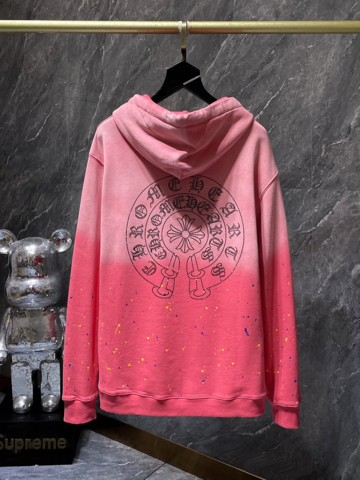 Splash Ink Gradient Rhinestone Horseshoe Hoodie 3 colors