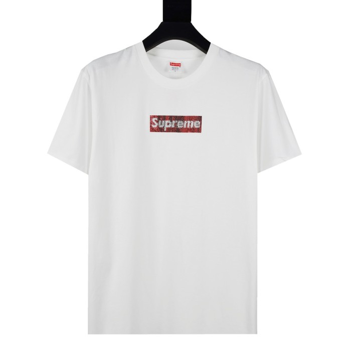 Crystal Rhinestone Box Logo White T-Shirt Tee 2 colors 29047486