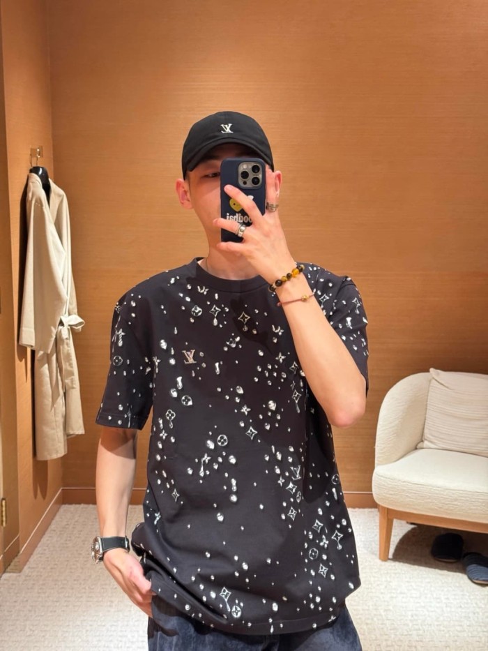 1:1 quality version All-Over Waterdrop Rhinestone Tee 28903017