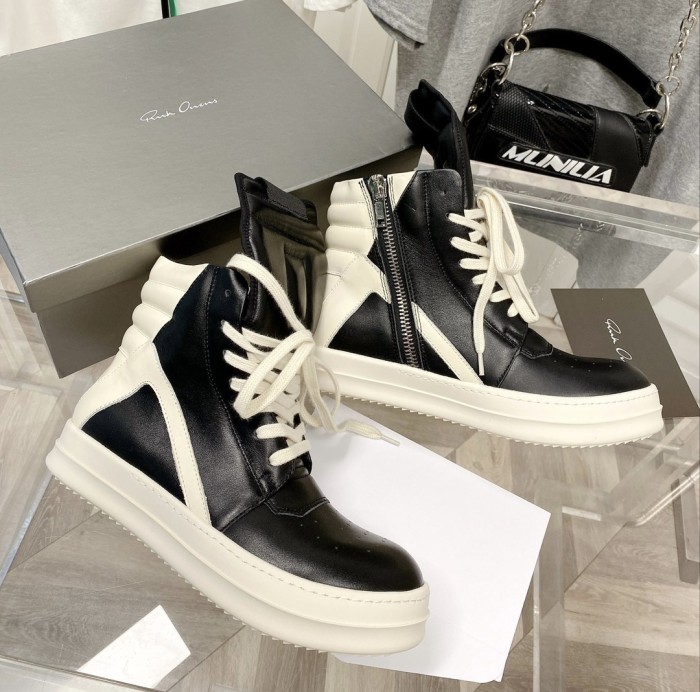 1:1 quality version R*ck0wens 28303999 Inverted Triangle Spaghetti Straps High Top Shoes