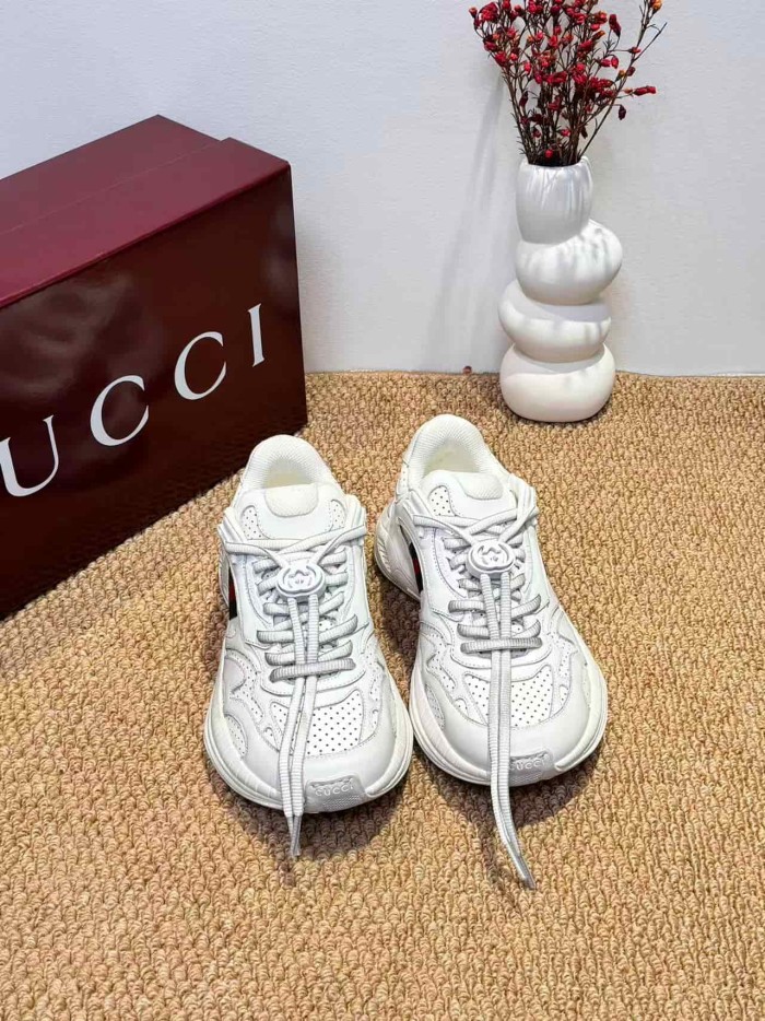 1:1 quality version Gucci White Leather Low Top Dad Sneakers Casual Web Detail Shoes 28974551