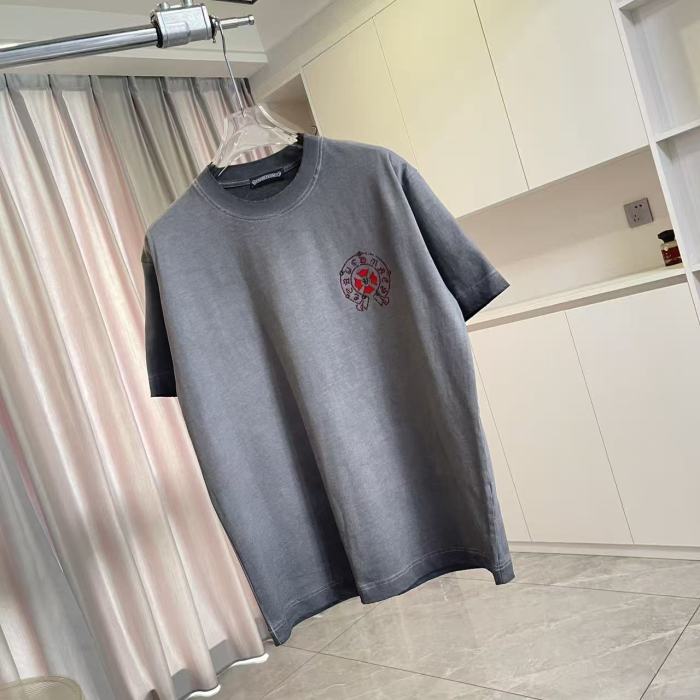 1:1 quality version Red Sanskrit Horseshoe Cross Logo Printed  Vintage Tee 4 colors 29082421