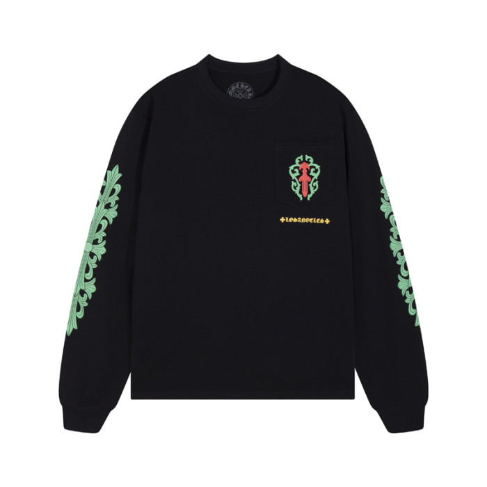 Ivy Great Sword Flower Arm Round Neck Long Sleeve T-Shirt