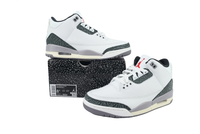 [plus-size shoes]Jordan 3 Retro White Green Elephant Print Basketball Shoes 29043117