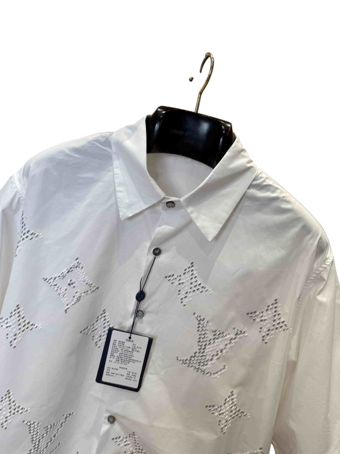1:1 quality version Embroidered Jacquard Flocked Print Lapel Shirt 28968106