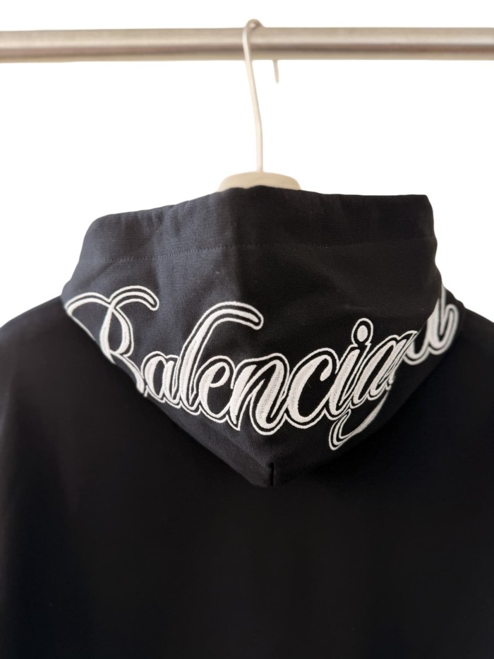 1:1 quality version Two-Sleeve Cursive Letter Matte Embroidered Hoodie 2 colors 28974530